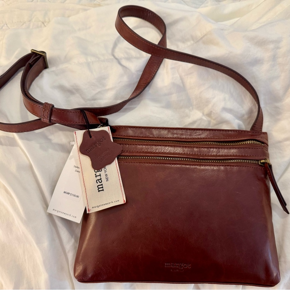 Margot New York Crossbody Brown Leather Bag, NWT